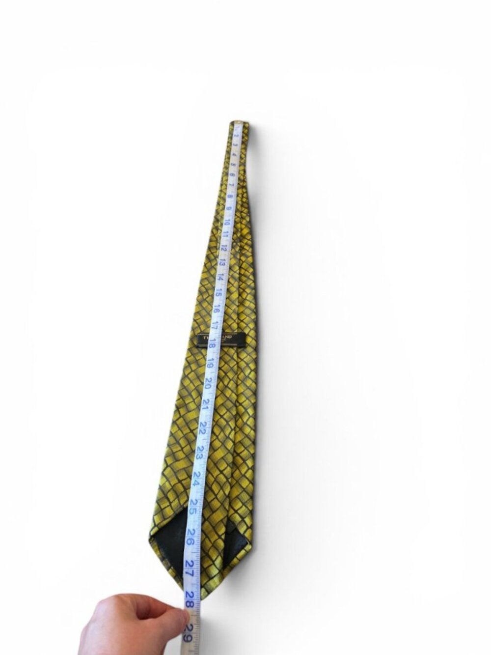 Thai Land Handmade 100% Silk Tie Gold Yellow Black Geometric Woven Necktie 57" - Picture 9 of 10